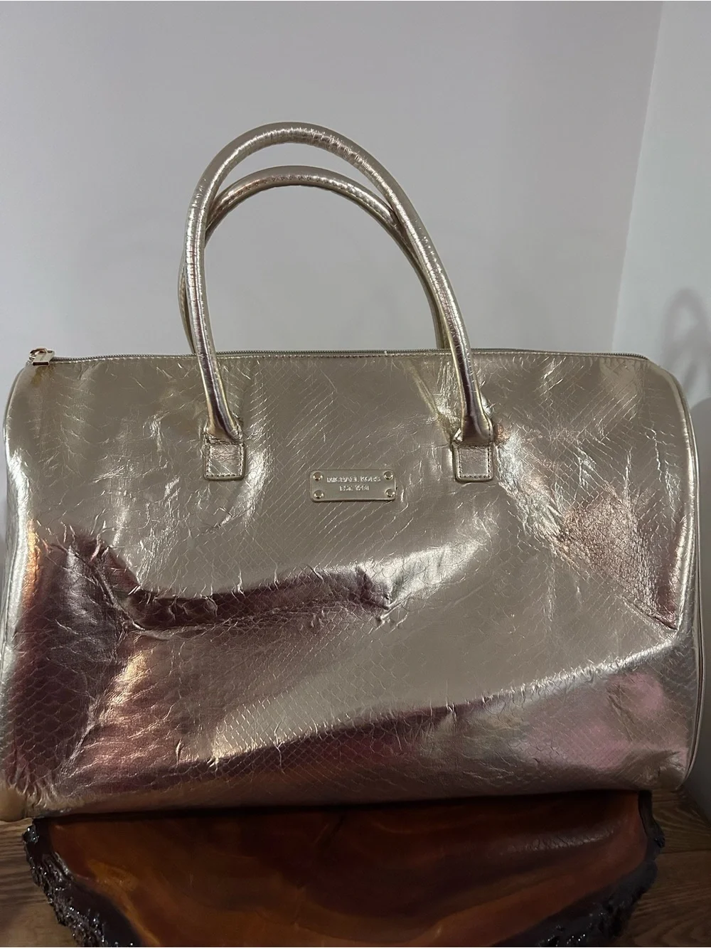 Michael Kors Metallic Gold Travel Satchel